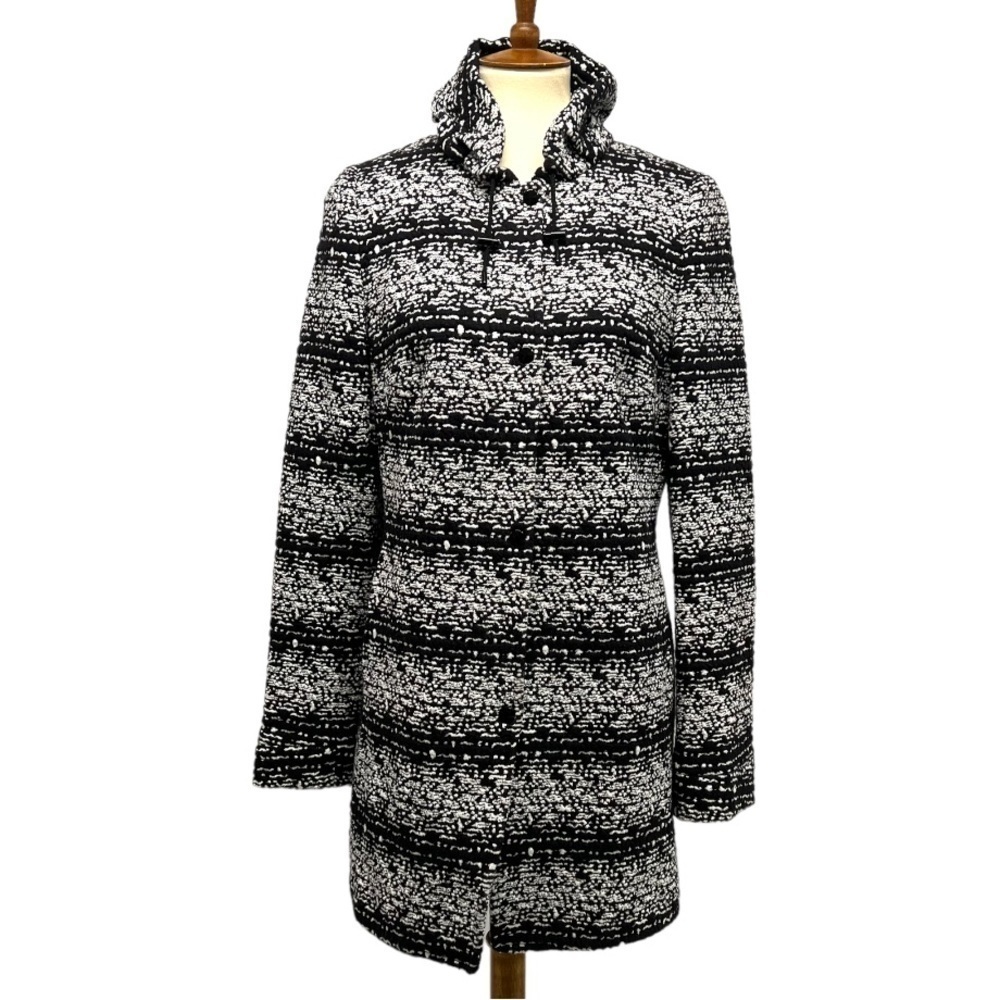 Akris Punto Black & White Cotton Tweed Sweater Casual Coat Womens Size 10